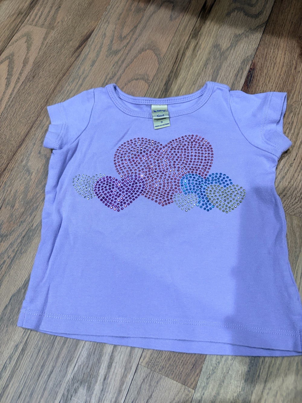 Denny’s Kavio! Toddler girl rhinestone hearts tshirt
